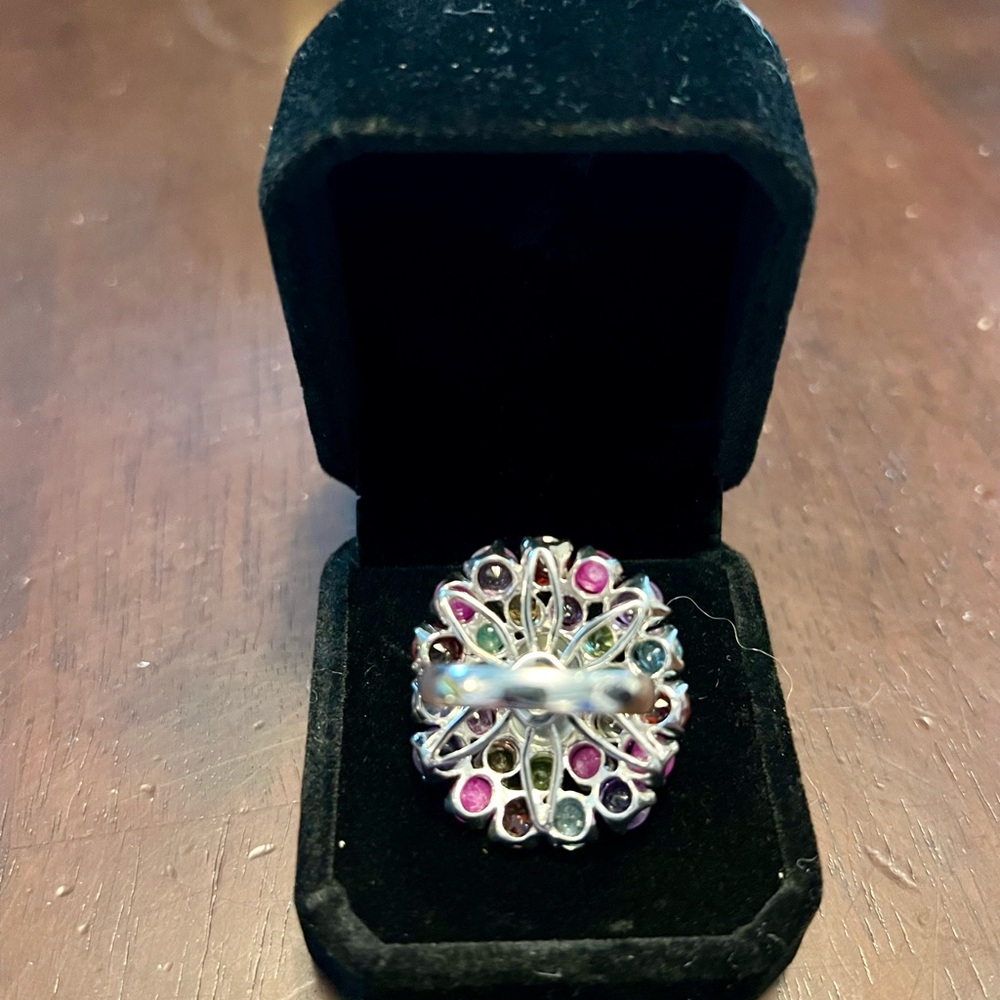 Multicolor Gemstone Silver Ring - image 5